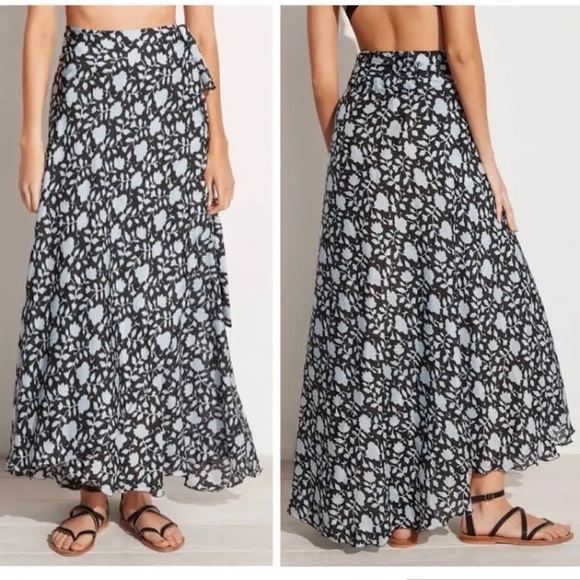 Erin Fetherston Wrap Skirt Purple Floral NWT Lightweight - Picture 2 of 7